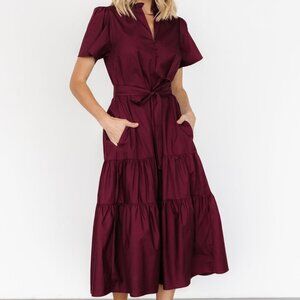 Baltic Born Providence Poplin Dress | Wine Size L